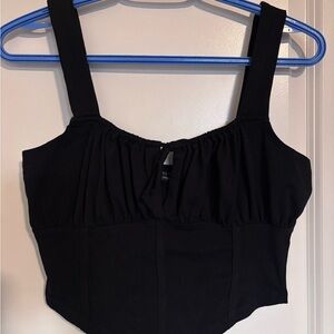 ASOS corset style milk maid tie front cropped tank in black